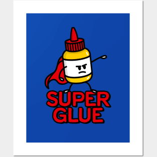 Super glue super hero hero funny glue pun cartoon Posters and Art